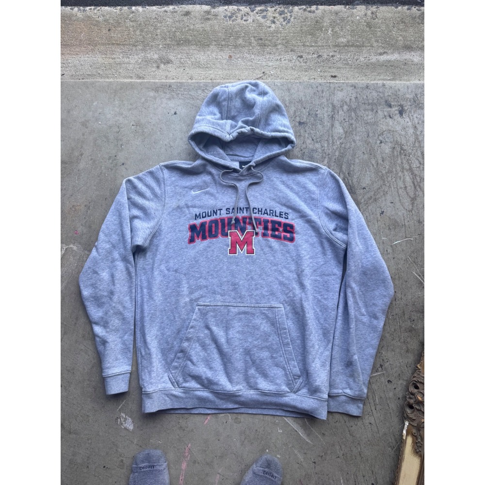 Nike Mount Saint Charles Mounties Hoodie Gray Mens Medium Sweatshirt